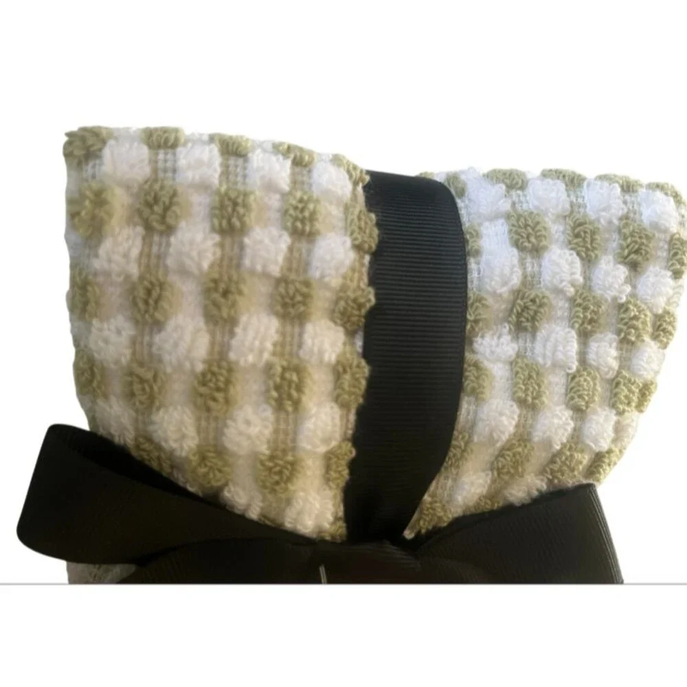 DKNY Facecloths Washcloths Green White Gingham Check 100% Cotton Set of 4